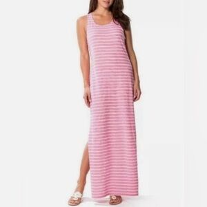 Sail to Sable Pink and White Striped Maxi Dress